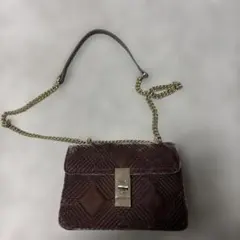 組曲　ダークブラウン キルティング ショルダーバッグ