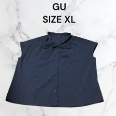 ぽ*り様 ①⑦GU ボウタイブラウス ブラック XL 半袖のサムネイル