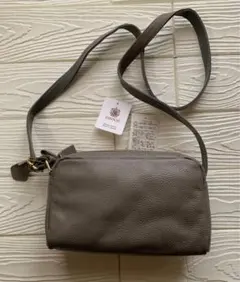 COOCOグレー レザー ショルダーバッグ