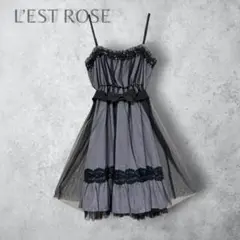 【L’EST ROSE レストローズ】　キャミワンピープル　薔薇　スパンコール