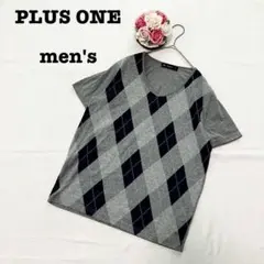 プラスワン　ライトオン　メンズ　半袖カットソー　Tシャツ　グレー　Mサイズ