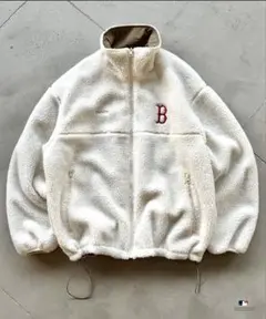 Perushu × MLB コラボスタンドネックリバーシブルナイロンボアブルゾン