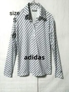 adidas ストライプ 長袖 ポロシャツ S　シャツ　トップス