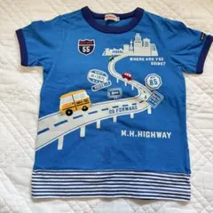 タグ切ったのみ　ミキハウス Tシャツ 半袖　車　バス　ワッペン　120