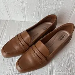 Clarks クラークスピュアベル ダークタンレザー 38 UK5【24センチ 