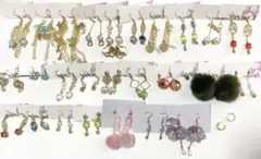 A ハンドメイド ピアス 大量 まとめ 29点 イヤーカフ アンティーク調 水色