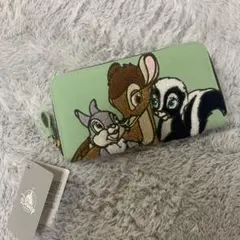 タグ付　ディズニー バンビ とんすけ サガラ刺繍 ミントグリーン 長財布