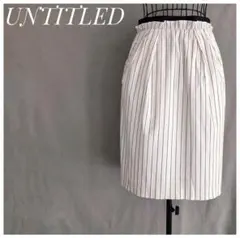 極美品♡アンタイトル バイカラー 綿ストレッチ ウエストゴム入タイトスカート M