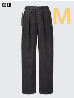 UNIQLO　UNIQLO U　コーデュロイタックワイドパンツ　ダークグレー　M