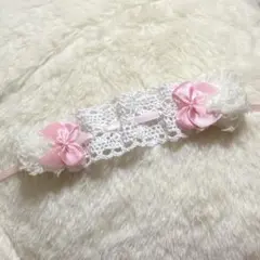 ヘッドドレス スタイ　10cm ぬいぐるみ　服　前掛け　ピンク　うさぎ　犬　耳