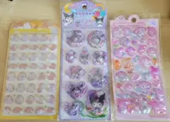 ボンボンドロップシール3枚セット　クロミ　マイメロ　ウォーターイン