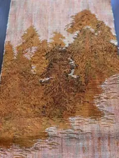 アンティーク袋帯☆Ｏ1オレンジブラウンの織物風合いがある大木のデザイン