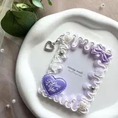 トレカケース ハート リボン 紫 ホイップデコ ハンドメイド