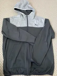 PUMA フード付き ジップアップパーカー グレー/ブラック