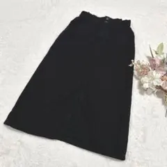 【ジーユー】フロントスリットデニムペーパーバッグナロースカート ブラック M ●