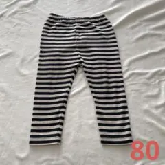 【ユニクロ】レギンスパンツ　80 ボーダー　白×黒
