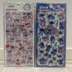 【新作】ディズニープチドロップステッカー　101匹わんちゃん・スティッチ