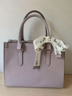 くすみラベンダー 2WAY ハンドバッグ ショルダー付き