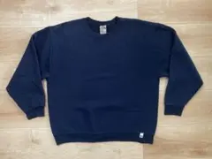 00s RUSSELL ラッセル Vガゼット無地 スウェットシャツ L ネイビー