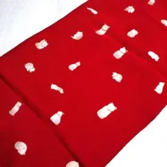 猫好きさん必見！可愛い猫プリント帯揚げ 正絹 ちりめん お洒落着大島紬向き 長尺