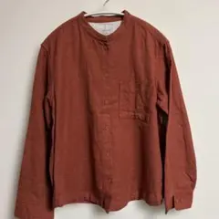 無印良品 スタンドカラーフランネルシャツ 長袖 スモーキーオレンジS