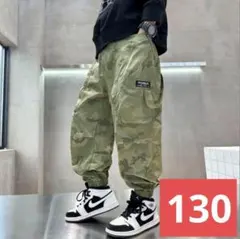キッズカーゴパンツ（迷彩グリーン130ボトムスこども男の子カモフラ子供服109