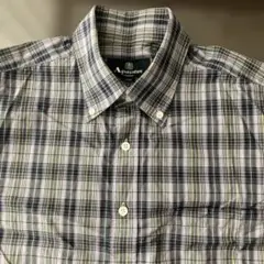 Aquascutum チェック柄 ボタンダウン半袖シャツ Lサイズ