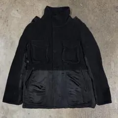 zucca ブラック　サテン　ジャケット　ミリタリー　立体ポケット　エイネット