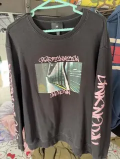 H&M ブラック グラフィックスウェットシャツ US XL