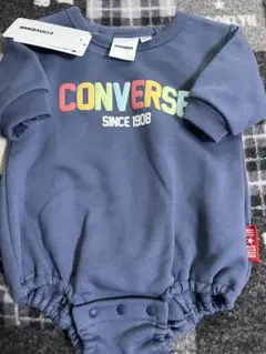 新品　コンバース　ロンパース　70cm 裏起毛　ブルー　ロゴ