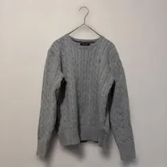 POLO RALPH LAURENグレー ケーブル編み 長袖セーター ニット