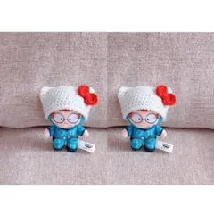 ぬい服 8cm ほわぬい用 リボン ネコ耳 ニット帽 2点セット