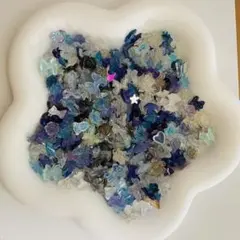 【50個】ブルーシルバー素材ミックス　ネイルパーツ　3D デコパーツ　まとめ売り