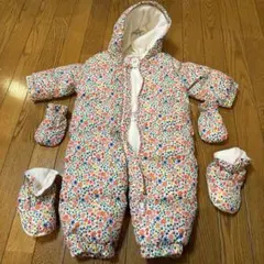 【極暖ダウン75%】babyGAP ジャンプスーツ 80cm 花柄 美品