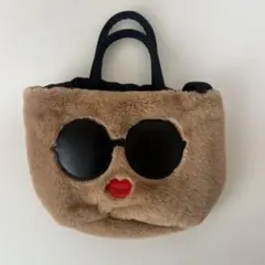 【美品】a-jolie アジョリー ファーバッグ サングラスフェイス ミニトート