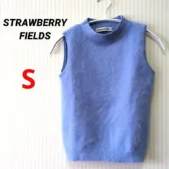 【ストロベリーフィールズ】美品 ノースリーブニット ライトブルー アンゴラ混 S