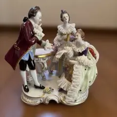 貴族男女 磁器製 置物 フィギュリン 3体セット 陶器 置物 アンティーク