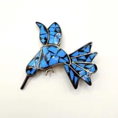 ターコイズ インレイ シルバー925 ハチドリ ブローチ メキシコ製