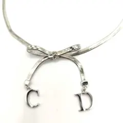 極美品！クリスチャンディオール チョーカー ネックレス CDロゴ リボンモチーフ