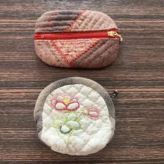 ★ハンドメイド★パッチワークキルト★ミニポーチ2点セット