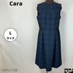 Cara カーラ ワンピース ミディ丈 ジャガード ノースリーブ レース 異素材のサムネイル