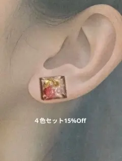 ドライフラワーピアス４色まとめ売り