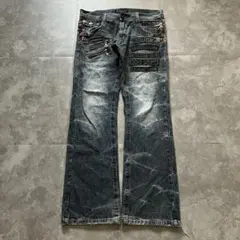 archive 00s multi patch flare denim swag