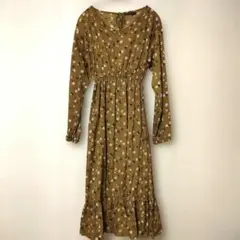 花柄ブラウンロングドレス　ワンピース　 free size