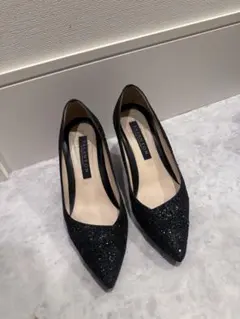 TALANTON ブラックグリッター ハイヒールパンプス　ラメ 24.5cm