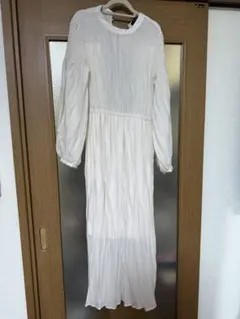 w closet ホワイト 長袖ロングワンピース フリーサイズ