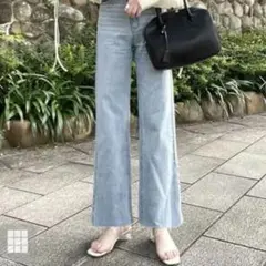 GRL フリンジヘムセミフレアデニムパンツ