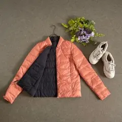 コントワーデコトニエ　ダウンジャケット　リバーシブル　紺色　ピンクオレンジ　7