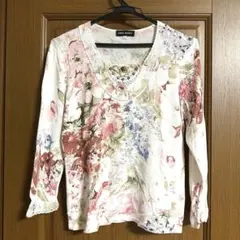 【古着】SUPER BEAUTY 花柄 ビジュー トップス【匿名】のサムネイル