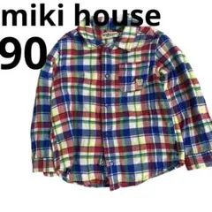 カラフルチェック柄長袖シャツ　ミキハウス　kids 90 上着　ジャケット